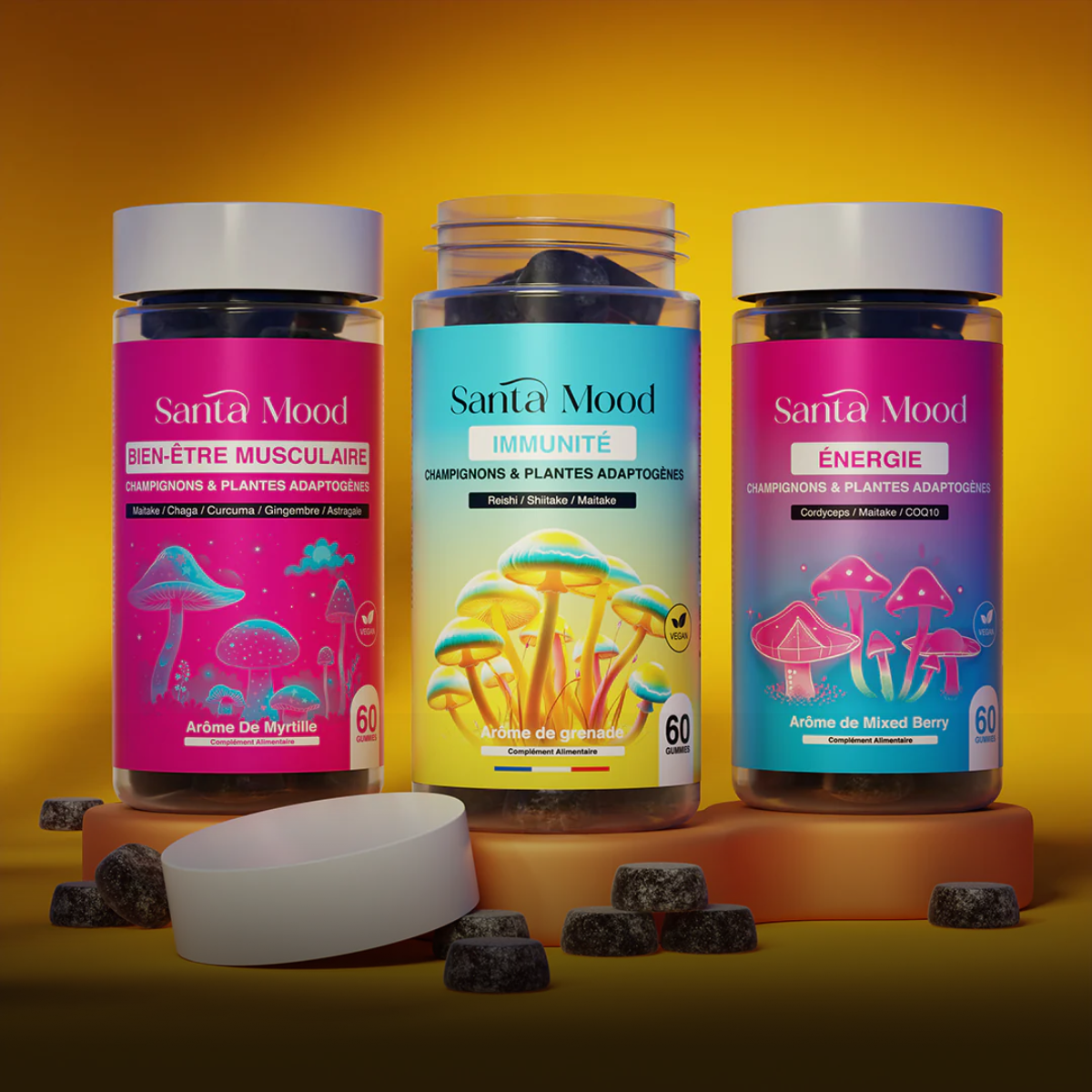 Coffret Gummies Adaptogènes Force & Résilience – Musculaire, Immunité & Énergie – 3 × 60 Gummies